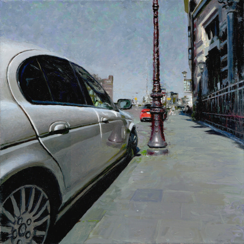Car, lamppost, painting by Jan Maris